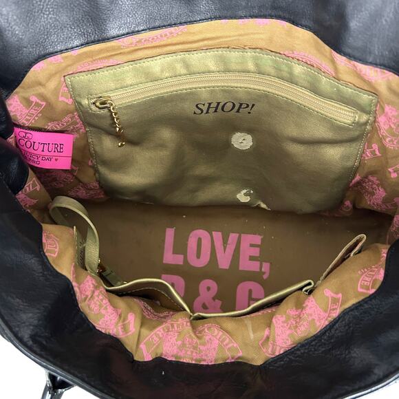 EXTREMELY RARE Juicy Couture Black Leather XL Birkin Top Handle Harness Handbag - Picture 8 of 12